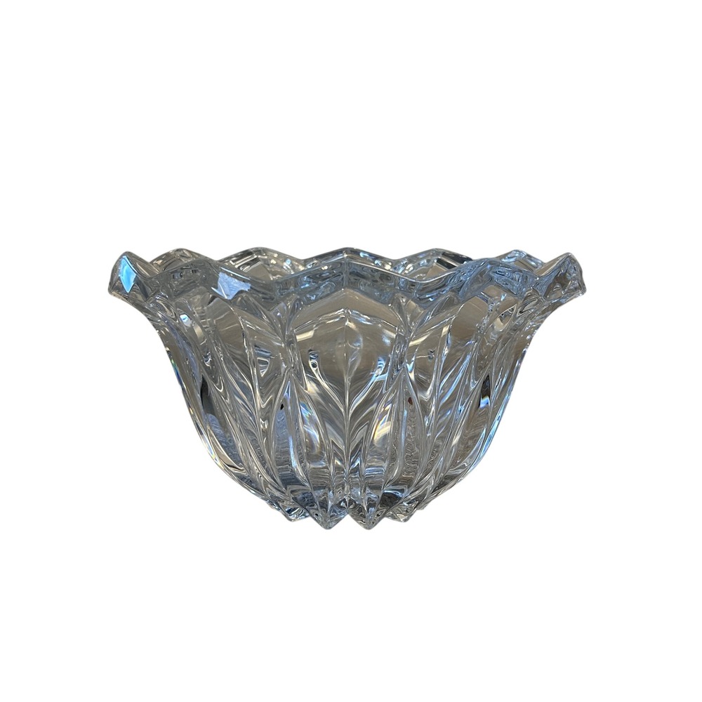 Cristal JG Durand France Clear Crystal Glass Bowl Scalloped Edge Calliope
